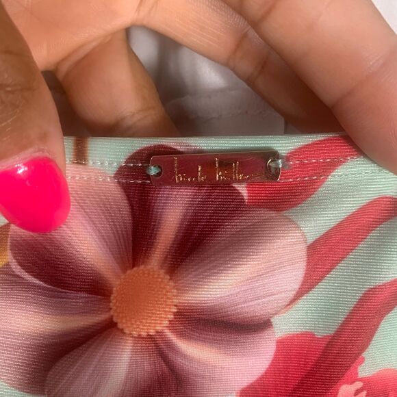 Nicole Miller Floral One Piece Swimsuit XL Halter Ruched Tropical Beach Pool - Picture 5 of 8